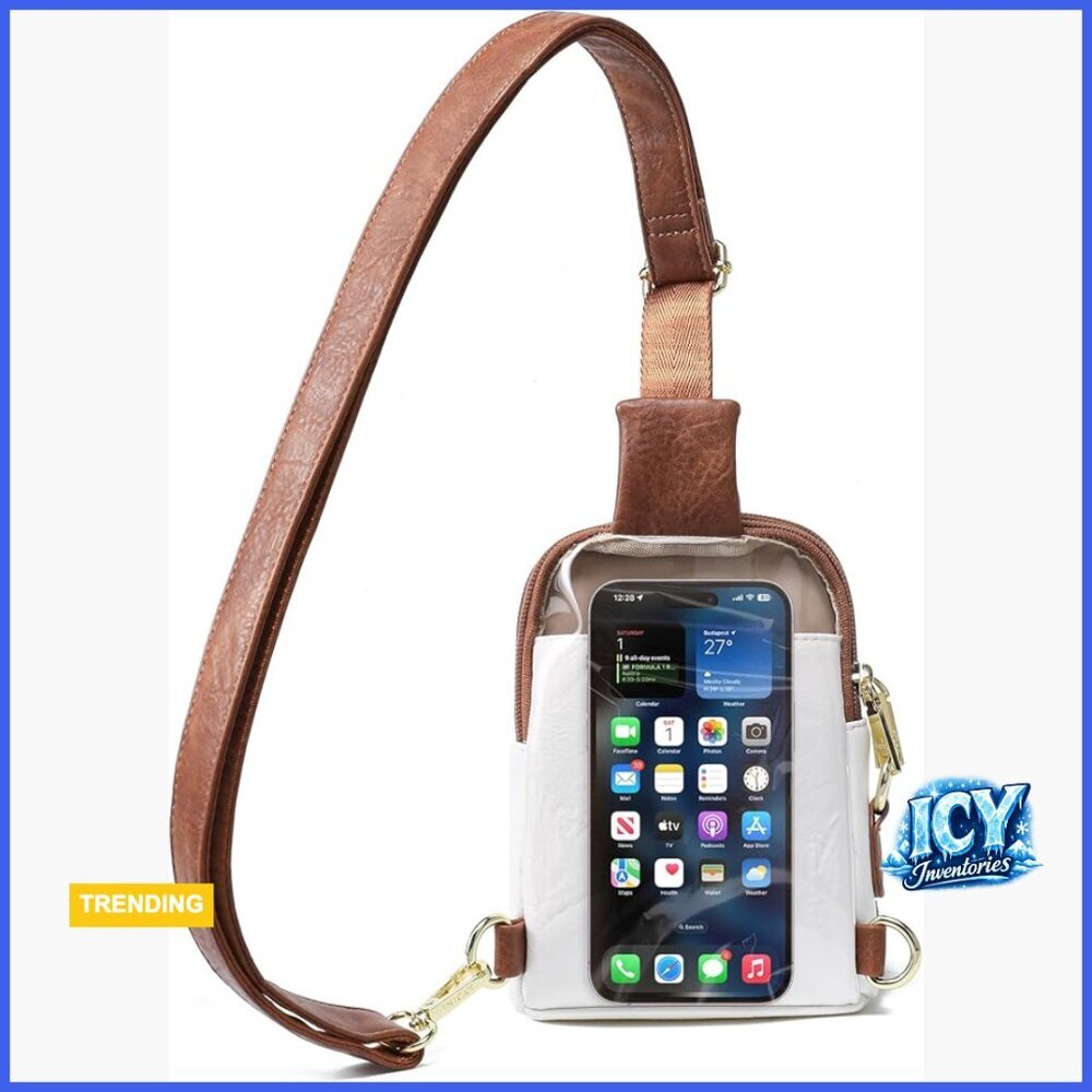 Faux Leather Touchscreen Sling Bag with RFID Blocking